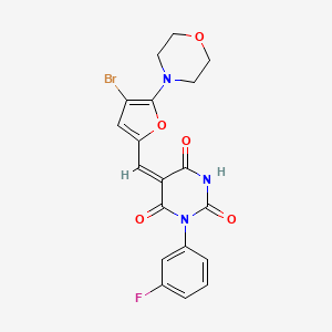 molecular formula C19H15BrFN3O5 B5038473 5-{[4-bromo-5-(4-morpholinyl)-2-furyl]methylene}-1-(3-fluorophenyl)-2,4,6(1H,3H,5H)-pyrimidinetrione 