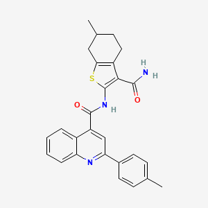 molecular formula C27H25N3O2S B5038496 N-[3-(aminocarbonyl)-6-methyl-4,5,6,7-tetrahydro-1-benzothien-2-yl]-2-(4-methylphenyl)-4-quinolinecarboxamide 