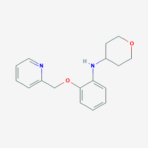 molecular formula C17H20N2O2 B5038538 N-[2-(2-pyridinylmethoxy)phenyl]tetrahydro-2H-pyran-4-amine bis(trifluoroacetate) 