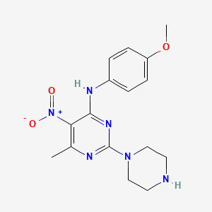 molecular formula C16H20N6O3 B5038546 N-(4-methoxyphenyl)-6-methyl-5-nitro-2-(1-piperazinyl)-4-pyrimidinamine 