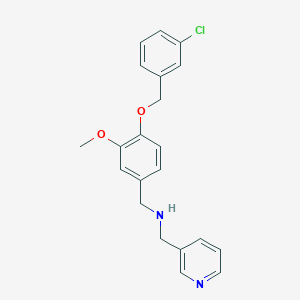 molecular formula C21H21ClN2O2 B503856 1-{4-[(3-chlorobenzyl)oxy]-3-methoxyphenyl}-N-(pyridin-3-ylmethyl)methanamine 
