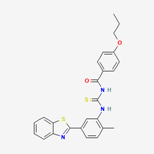 molecular formula C25H23N3O2S2 B5038576 N-({[5-(1,3-benzothiazol-2-yl)-2-methylphenyl]amino}carbonothioyl)-4-propoxybenzamide 
