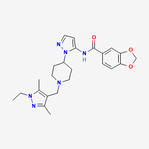 molecular formula C24H30N6O3 B5038605 N-(1-{1-[(1-ethyl-3,5-dimethyl-1H-pyrazol-4-yl)methyl]-4-piperidinyl}-1H-pyrazol-5-yl)-1,3-benzodioxole-5-carboxamide 