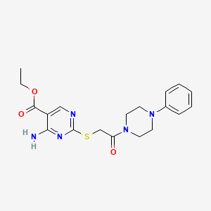 molecular formula C19H23N5O3S B5038643 ethyl 4-amino-2-{[2-oxo-2-(4-phenyl-1-piperazinyl)ethyl]thio}-5-pyrimidinecarboxylate 