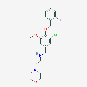 molecular formula C21H26ClFN2O3 B503865 N-{3-chloro-4-[(2-fluorobenzyl)oxy]-5-methoxybenzyl}-2-(morpholin-4-yl)ethanamine 