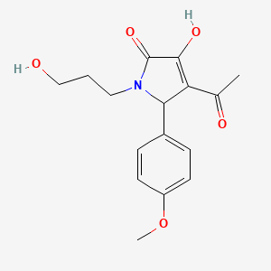molecular formula C16H19NO5 B5038652 4-acetyl-3-hydroxy-1-(3-hydroxypropyl)-5-(4-methoxyphenyl)-1,5-dihydro-2H-pyrrol-2-one 