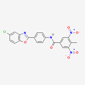 molecular formula C21H13ClN4O6 B5038676 N-[4-(5-chloro-1,3-benzoxazol-2-yl)phenyl]-4-methyl-3,5-dinitrobenzamide 