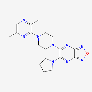 molecular formula C18H23N9O B5038684 5-[4-(3,6-dimethyl-2-pyrazinyl)-1-piperazinyl]-6-(1-pyrrolidinyl)[1,2,5]oxadiazolo[3,4-b]pyrazine 