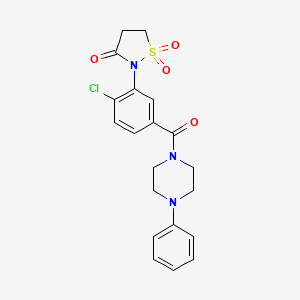 molecular formula C20H20ClN3O4S B5038703 2-{2-chloro-5-[(4-phenyl-1-piperazinyl)carbonyl]phenyl}-3-isothiazolidinone 1,1-dioxide 