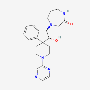 molecular formula C22H27N5O2 B5038741 4-[(2R*,3R*)-2-hydroxy-1'-(2-pyrazinyl)-2,3-dihydrospiro[indene-1,4'-piperidin]-3-yl]-1,4-diazepan-2-one 