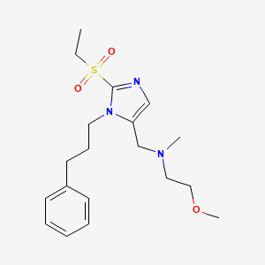 molecular formula C19H29N3O3S B5038769 N-{[2-(ethylsulfonyl)-1-(3-phenylpropyl)-1H-imidazol-5-yl]methyl}-2-methoxy-N-methylethanamine 