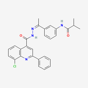 molecular formula C28H25ClN4O2 B5038771 N-(3-{N-[(8-chloro-2-phenyl-4-quinolinyl)carbonyl]ethanehydrazonoyl}phenyl)-2-methylpropanamide 
