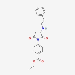 molecular formula C21H22N2O4 B5038779 ethyl 4-{2,5-dioxo-3-[(2-phenylethyl)amino]-1-pyrrolidinyl}benzoate 