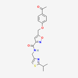molecular formula C20H21N3O4S B5038799 5-[(4-acetylphenoxy)methyl]-N-[(2-isopropyl-1,3-thiazol-4-yl)methyl]-3-isoxazolecarboxamide 