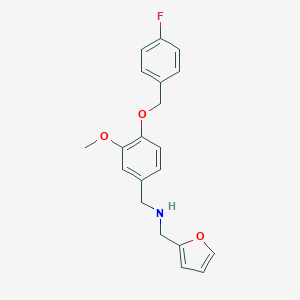 molecular formula C20H20FNO3 B503886 1-{4-[(4-fluorobenzyl)oxy]-3-methoxyphenyl}-N-(furan-2-ylmethyl)methanamine 