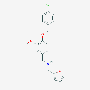 molecular formula C20H20ClNO3 B503887 1-{4-[(4-chlorobenzyl)oxy]-3-methoxyphenyl}-N-(furan-2-ylmethyl)methanamine 