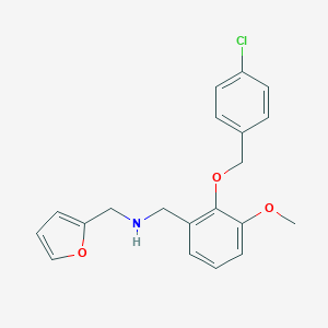 molecular formula C20H20ClNO3 B503889 1-{2-[(4-chlorobenzyl)oxy]-3-methoxyphenyl}-N-(furan-2-ylmethyl)methanamine 