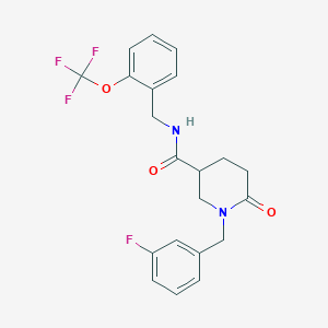 molecular formula C21H20F4N2O3 B5038987 1-(3-fluorobenzyl)-6-oxo-N-[2-(trifluoromethoxy)benzyl]-3-piperidinecarboxamide 