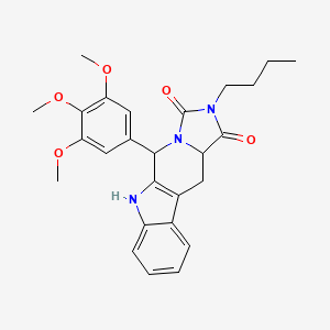 molecular formula C26H29N3O5 B5038991 2-butyl-5-(3,4,5-trimethoxyphenyl)-5,6,11,11a-tetrahydro-1H-imidazo[1',5':1,6]pyrido[3,4-b]indole-1,3(2H)-dione 