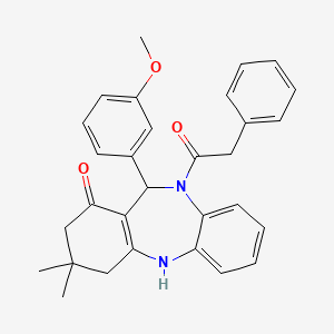 molecular formula C30H30N2O3 B5039023 11-(3-methoxyphenyl)-3,3-dimethyl-10-(phenylacetyl)-2,3,4,5,10,11-hexahydro-1H-dibenzo[b,e][1,4]diazepin-1-one 