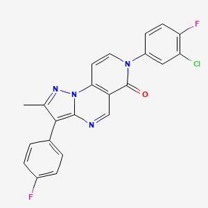 molecular formula C22H13ClF2N4O B5039066 7-(3-chloro-4-fluorophenyl)-3-(4-fluorophenyl)-2-methylpyrazolo[1,5-a]pyrido[3,4-e]pyrimidin-6(7H)-one 