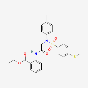 molecular formula C25H26N2O5S2 B5039092 ethyl 2-[(N-(4-methylphenyl)-N-{[4-(methylthio)phenyl]sulfonyl}glycyl)amino]benzoate 
