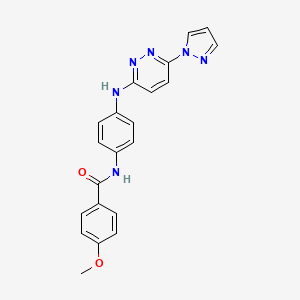 4-methoxy-N-(4-{[6-(1H-pyrazol-1-yl)-3-pyridazinyl]amino}phenyl)benzamide