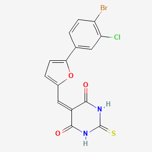 molecular formula C15H8BrClN2O3S B5039154 5-{[5-(4-bromo-3-chlorophenyl)-2-furyl]methylene}-2-thioxodihydro-4,6(1H,5H)-pyrimidinedione 