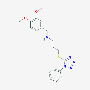 molecular formula C19H23N5O2S B503923 N-(3,4-dimethoxybenzyl)-3-[(1-phenyl-1H-tetrazol-5-yl)thio]propan-1-amine 