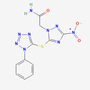 2-{3-nitro-5-[(1-phenyl-1H-tetrazol-5-yl)thio]-1H-1,2,4-triazol-1-yl}acetamide