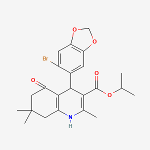 molecular formula C23H26BrNO5 B5039371 isopropyl 4-(6-bromo-1,3-benzodioxol-5-yl)-2,7,7-trimethyl-5-oxo-1,4,5,6,7,8-hexahydro-3-quinolinecarboxylate 