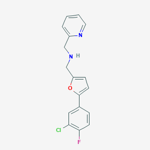 molecular formula C17H14ClFN2O B503939 N-{[5-(3-chloro-4-fluorophenyl)-2-furyl]methyl}-N-(2-pyridinylmethyl)amine 