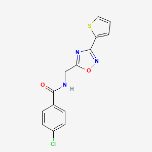 molecular formula C14H10ClN3O2S B5039419 4-chloro-N-{[3-(2-thienyl)-1,2,4-oxadiazol-5-yl]methyl}benzamide 