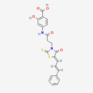 molecular formula C22H18N2O5S2 B5039428 2-hydroxy-4-({3-[4-oxo-5-(3-phenyl-2-propen-1-ylidene)-2-thioxo-1,3-thiazolidin-3-yl]propanoyl}amino)benzoic acid 