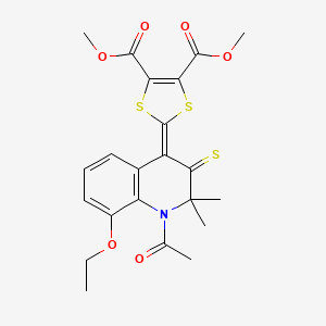 molecular formula C22H23NO6S3 B5039436 dimethyl 2-(1-acetyl-8-ethoxy-2,2-dimethyl-3-thioxo-2,3-dihydro-4(1H)-quinolinylidene)-1,3-dithiole-4,5-dicarboxylate 
