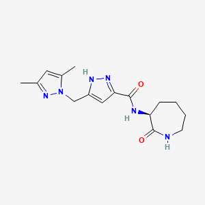 5-[(3,5-dimethyl-1H-pyrazol-1-yl)methyl]-N-[(3S)-2-oxo-3-azepanyl]-1H-pyrazole-3-carboxamide