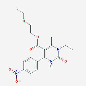 molecular formula C18H23N3O6 B5039503 2-ethoxyethyl 1-ethyl-6-methyl-4-(4-nitrophenyl)-2-oxo-1,2,3,4-tetrahydro-5-pyrimidinecarboxylate 