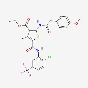 molecular formula C25H22ClF3N2O5S B5039516 ethyl 5-({[2-chloro-5-(trifluoromethyl)phenyl]amino}carbonyl)-2-{[(4-methoxyphenyl)acetyl]amino}-4-methyl-3-thiophenecarboxylate 