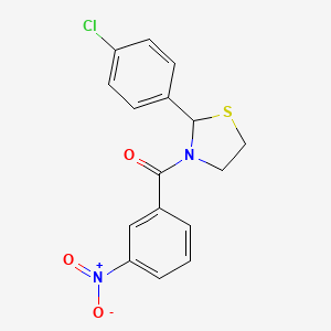 molecular formula C16H13ClN2O3S B5039537 2-(4-chlorophenyl)-3-(3-nitrobenzoyl)-1,3-thiazolidine 