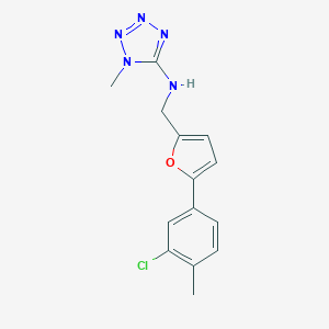 molecular formula C14H14ClN5O B503954 N-{[5-(3-chloro-4-methylphenyl)furan-2-yl]methyl}-1-methyl-1H-tetrazol-5-amine 