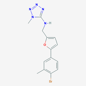 molecular formula C14H14BrN5O B503959 N-{[5-(4-bromo-3-methylphenyl)furan-2-yl]methyl}-1-methyl-1H-tetrazol-5-amine 