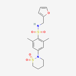 molecular formula C17H22N2O5S2 B5039601 4-(1,1-dioxido-1,2-thiazinan-2-yl)-N-(2-furylmethyl)-2,6-dimethylbenzenesulfonamide 