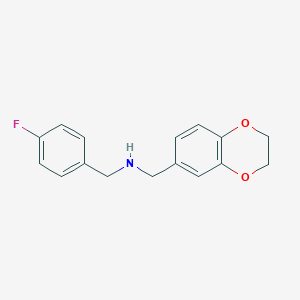molecular formula C16H16FNO2 B503961 N-(2,3-dihydro-1,4-benzodioxin-6-ylmethyl)-N-(4-fluorobenzyl)amine 