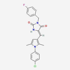 molecular formula C23H19ClFN3O2 B5039611 5-{[1-(4-chlorophenyl)-2,5-dimethyl-1H-pyrrol-3-yl]methylene}-3-(4-fluorobenzyl)-2,4-imidazolidinedione 