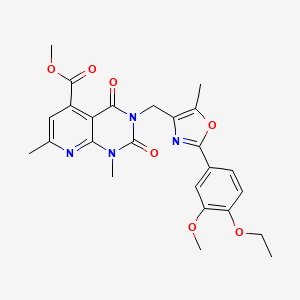 molecular formula C25H26N4O7 B5039618 methyl 3-{[2-(4-ethoxy-3-methoxyphenyl)-5-methyl-1,3-oxazol-4-yl]methyl}-1,7-dimethyl-2,4-dioxo-1,2,3,4-tetrahydropyrido[2,3-d]pyrimidine-5-carboxylate 