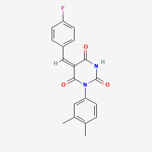 molecular formula C19H15FN2O3 B5039643 1-(3,4-dimethylphenyl)-5-(4-fluorobenzylidene)-2,4,6(1H,3H,5H)-pyrimidinetrione 