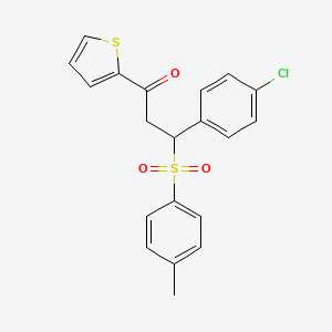 molecular formula C20H17ClO3S2 B5039728 3-(4-chlorophenyl)-3-[(4-methylphenyl)sulfonyl]-1-(2-thienyl)-1-propanone 