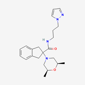 molecular formula C22H30N4O2 B5039770 2-[(2R*,6S*)-2,6-dimethyl-4-morpholinyl]-N-[3-(1H-pyrazol-1-yl)propyl]-2-indanecarboxamide 
