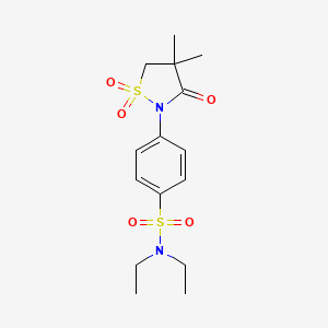 molecular formula C15H22N2O5S2 B5039783 4-(4,4-dimethyl-1,1-dioxido-3-oxo-2-isothiazolidinyl)-N,N-diethylbenzenesulfonamide 