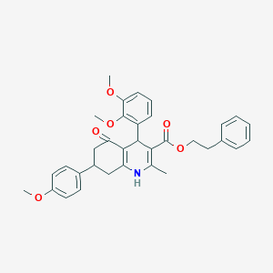 molecular formula C34H35NO6 B5039802 2-phenylethyl 4-(2,3-dimethoxyphenyl)-7-(4-methoxyphenyl)-2-methyl-5-oxo-1,4,5,6,7,8-hexahydro-3-quinolinecarboxylate 